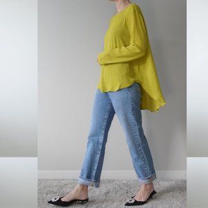 Cream and Rouge Mustard Yellow Long Sleeve Asymmetrical Blouse Size 38 / M